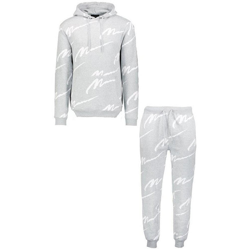 ezy2find Men's track suit Grey / S Men's Hooded Printed Casual Suit Sports Suit