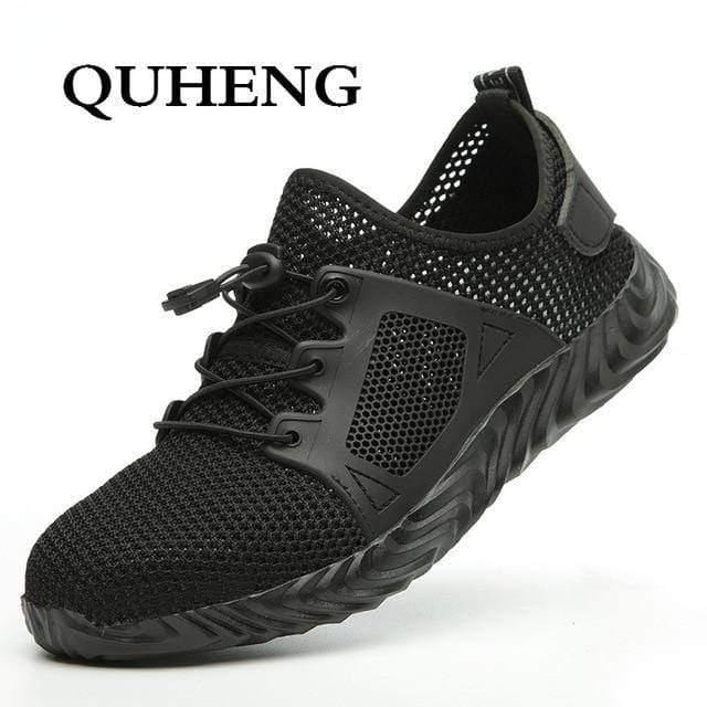 ezy2find mens shoes black / '47 QUHENG Work Safety Shoes Woman and Men Be Applicable Outdoor Steel Toe Anti Smashing Anti-slip Puncture Proof Work Boots