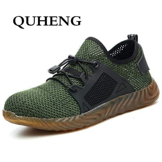 ezy2find mens shoes green / 37 QUHENG Work Safety Shoes Woman and Men Be Applicable Outdoor Steel Toe Anti Smashing Anti-slip Puncture Proof Work Boots