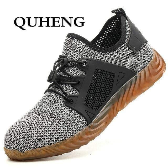 ezy2find mens shoes grey / 35 QUHENG Work Safety Shoes Woman and Men Be Applicable Outdoor Steel Toe Anti Smashing Anti-slip Puncture Proof Work Boots