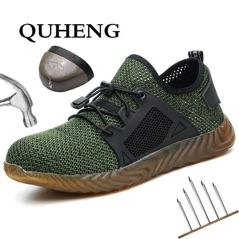 ezy2find mens shoes QUHENG Work Safety Shoes Woman and Men Be Applicable Outdoor Steel Toe Anti Smashing Anti-slip Puncture Proof Work Boots