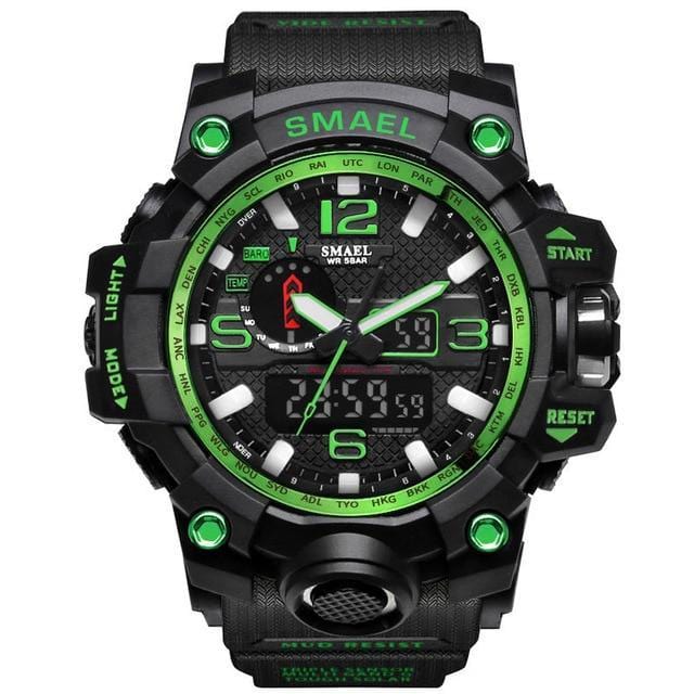 ezy2find mens watches Black Green / CHINA Men Military Watch 50m Waterproof Wristwatch LED Quartz Clock Sport Watch Male relogios masculino 1545 Sport Watch Men S Shock