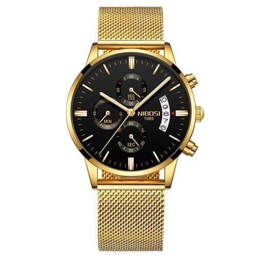 ezy2find mens watches Gold Black Alloy Men Watches Luxury Famous Top Brand Men's Fashion Casual Dress Watch Military Quartz Wristwatches Saat