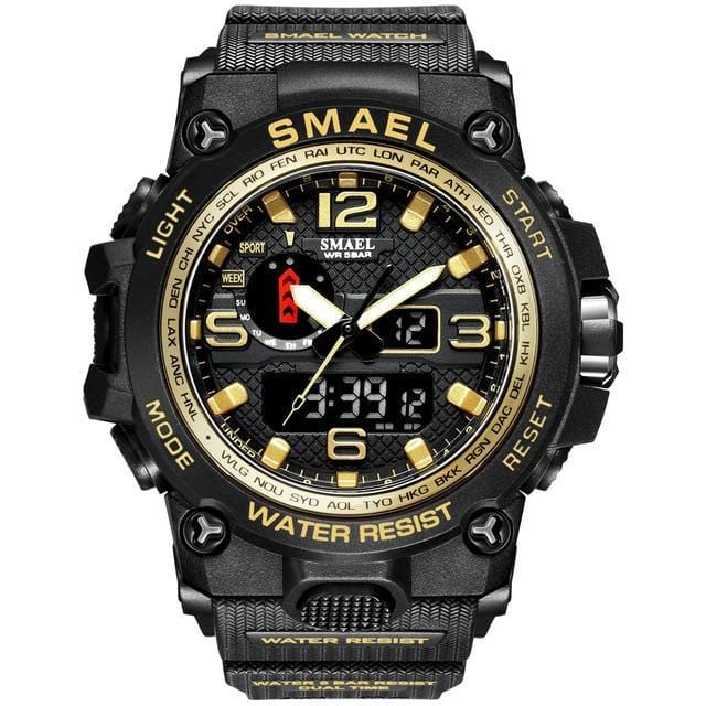 ezy2find mens watches Gold / CHINA Men Military Watch 50m Waterproof Wristwatch LED Quartz Clock Sport Watch Male relogios masculino 1545 Sport Watch Men S Shock