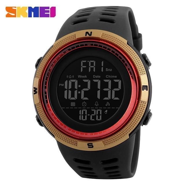 ezy2find mens watches Gold Red / CHINA Fashion Outdoor Sport Watch Men Multifunction Watches Alarm Clock Chrono 5Bar Waterproof Digital Watch reloj hombre 1251