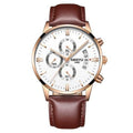 ezy2find mens watches Rose White Leather Men Watches Luxury Famous Top Brand Men's Fashion Casual Dress Watch Military Quartz Wristwatches Saat