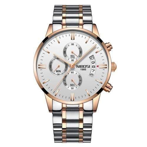 ezy2find mens watches RoseGold White Steel Men Watches Luxury Famous Top Brand Men's Fashion Casual Dress Watch Military Quartz Wristwatches Saat