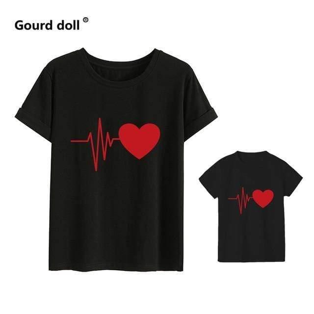 ezy2find mother daughter black red / kid140(7T) 1PCS Cute Family Look Matching Clothes Mommy And Me Tshirt Mother Daughter Son Outfits Women Mom T-shirt Baby Girl Boys T Shirt