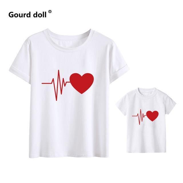 ezy2find mother daughter white red / kid100(3T) 1PCS Cute Family Look Matching Clothes Mommy And Me Tshirt Mother Daughter Son Outfits Women Mom T-shirt Baby Girl Boys T Shirt