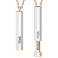 ezy2find necklace Cylinder rose gold silver Customize Lovers Name Stainless Steel Necklace Remember Your Most Meaningful Phrase/Word