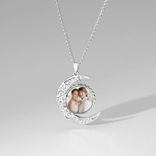 ezy2find necklace I Love You To The Moon And Back Photo Necklace Platinum Plated Silver I Love You To The Moon And Back Photo Necklace Platinum Plated Silver
