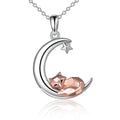 ezy2find necklace Two tone / 1.15*0.71 inches Frog Necklace Sterling Silver Origami Moon Frog Pendant Jewelry for Women Mom Wife