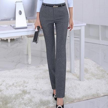 ezy2find pants Dark gray pants / S Plus Size Formal Adjustable Pants for Women Office Lady Style Work Wear Straight Belt Loop Trousers Business Design