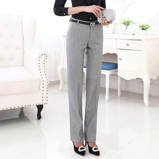 ezy2find pants Light gray pants / XXL Plus Size Formal Adjustable Pants for Women Office Lady Style Work Wear Straight Belt Loop Trousers Business Design