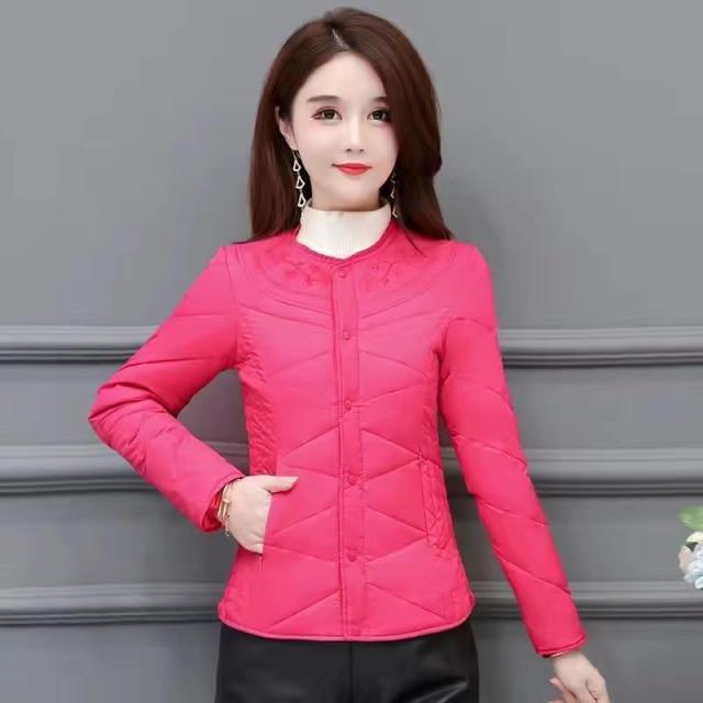 ezy2find Peony red / S below 45kg 2021 new down jacket liner women's short long-sleeved large size mother's wear thickened warmth and slim down jacket down jacket