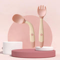 ezy2find Pink Silicone Spoon for Baby Utensils Set Auxiliary Food Toddler Learn To Eat Training Bendable Soft Fork Infant Children Tableware
