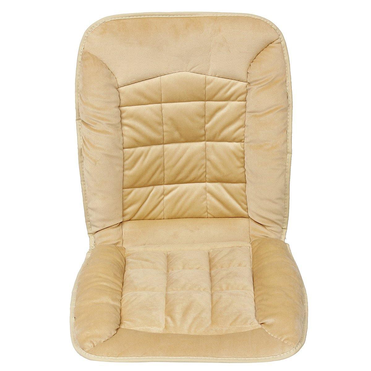 ezy2find Plush Car Front Seat Cushion Comfortable Beige Plush Car Front Seat Cushion Comfortable Winter Warmer Cover Pad Chair Protector Universal