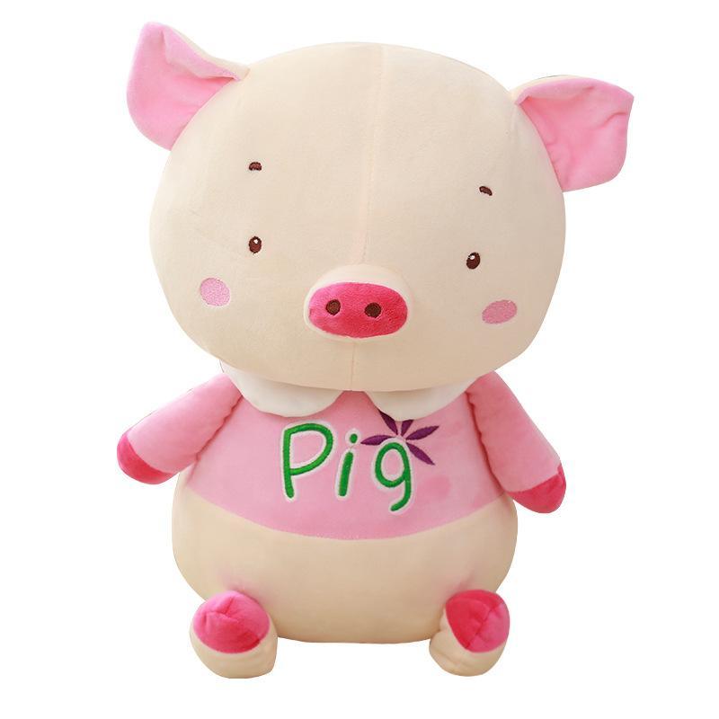 ezy2find plush toys Pink pig / 28 New cartoon embroidered white collar pig dolls, plush toys, large rabbit dolls, girlfriend gifts