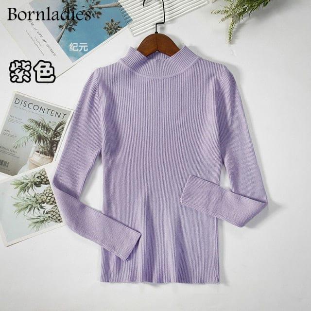 ezy2find Purple / One Size Bornladies Autumn Winter Basic Turtleneck Knitting Bottoming Warm Sweaters 2022 Women&