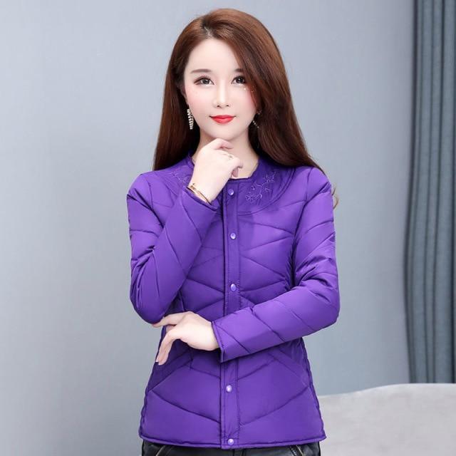 ezy2find Purple / S below 45kg 2021 new down jacket liner women's short long-sleeved large size mother's wear thickened warmth and slim down jacket down jacket