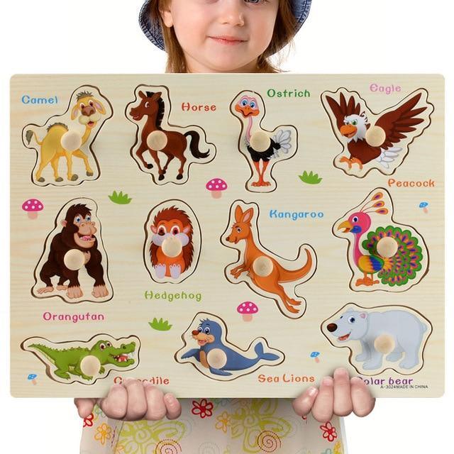 ezy2find puzzels A1 30cm Wooden Toys Jigsaw Puzzle Hand Grab For Kid Early Educational Toys Alphabet And Digit 3D Puzzle Learning Education Toys