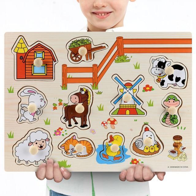 ezy2find puzzels A12 30cm Wooden Toys Jigsaw Puzzle Hand Grab For Kid Early Educational Toys Alphabet And Digit 3D Puzzle Learning Education Toys