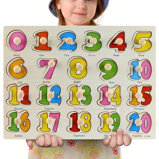 ezy2find puzzels A14 30cm Wooden Toys Jigsaw Puzzle Hand Grab For Kid Early Educational Toys Alphabet And Digit 3D Puzzle Learning Education Toys