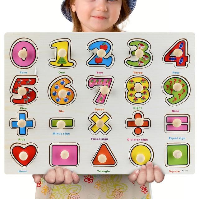 ezy2find puzzels A15 30cm Wooden Toys Jigsaw Puzzle Hand Grab For Kid Early Educational Toys Alphabet And Digit 3D Puzzle Learning Education Toys