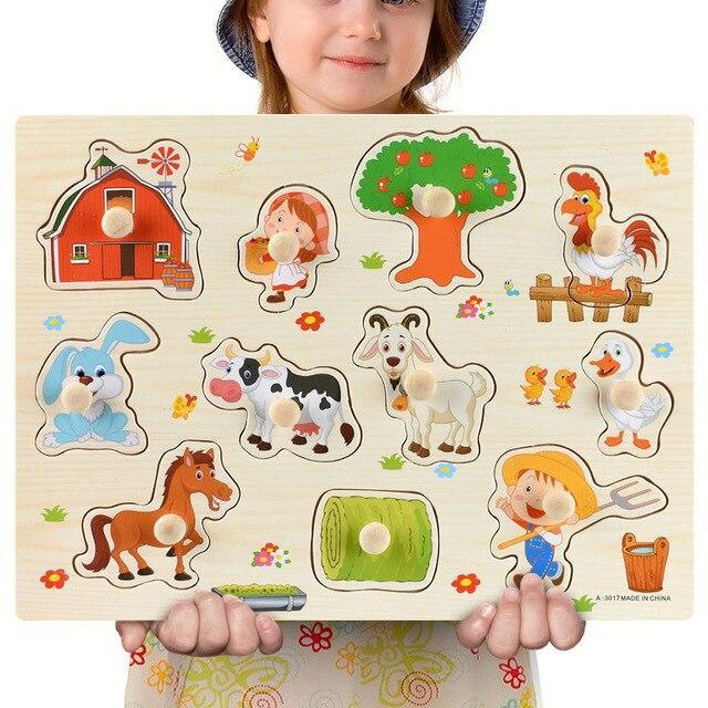 ezy2find puzzels A21 30cm Wooden Toys Jigsaw Puzzle Hand Grab For Kid Early Educational Toys Alphabet And Digit 3D Puzzle Learning Education Toys