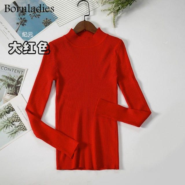 ezy2find Red / One Size Bornladies Autumn Winter Basic Turtleneck Knitting Bottoming Warm Sweaters 2022 Women&