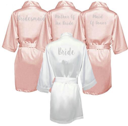 ezy2find robe dark pink robe silver letter kimono personalised satin pajamas wedding robe bridesmaid sister mother of the bride robes