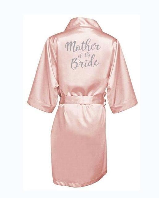 ezy2find robe pink mother  bride / S dark pink robe silver letter kimono personalised satin pajamas wedding robe bridesmaid sister mother of the bride robes