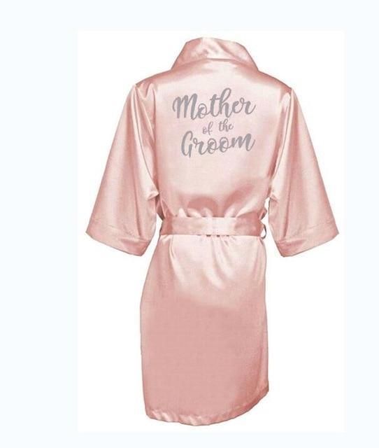 ezy2find robe pink Mother Groom / S dark pink robe silver letter kimono personalised satin pajamas wedding robe bridesmaid sister mother of the bride robes