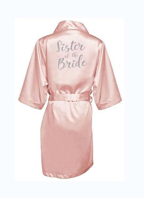ezy2find robe pink sister bride / S dark pink robe silver letter kimono personalised satin pajamas wedding robe bridesmaid sister mother of the bride robes