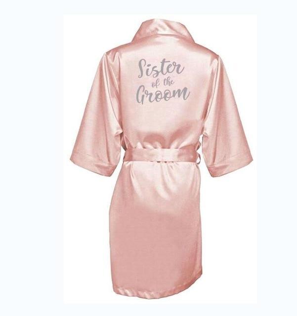 ezy2find robe pink Sister  groom / S dark pink robe silver letter kimono personalised satin pajamas wedding robe bridesmaid sister mother of the bride robes