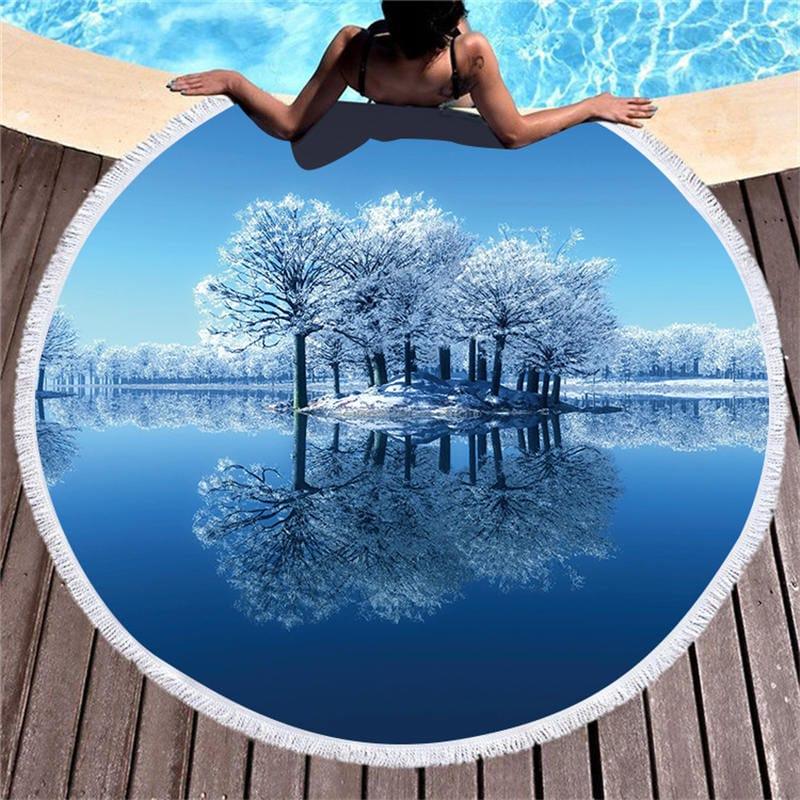 ezy2find Round Beach towel Blue / 150cmx150cm Round printed beach towel