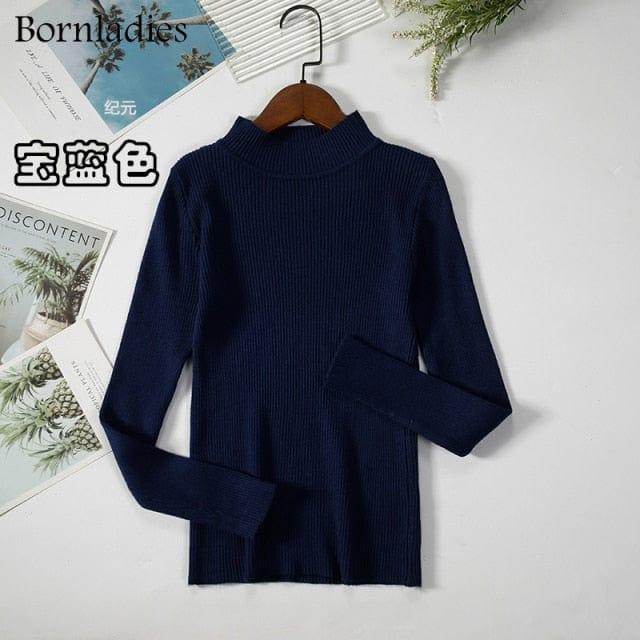 ezy2find Royal Blue / One Size Bornladies Autumn Winter Basic Turtleneck Knitting Bottoming Warm Sweaters 2022 Women&