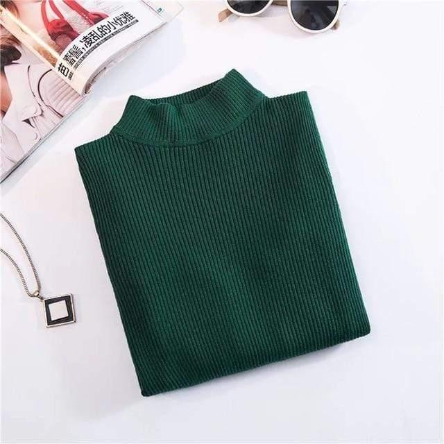 ezy2find S / Green Marwin New-coming Autumn Winter Tops Turtleneck Pullovers Sweaters Primer shirt long sleeve Short Korean Slim-fit tight sweater