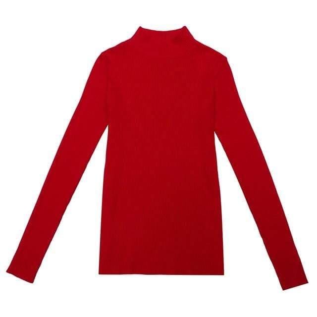 ezy2find S / Red Marwin New-coming Autumn Winter Tops Turtleneck Pullovers Sweaters Primer shirt long sleeve Short Korean Slim-fit tight sweater