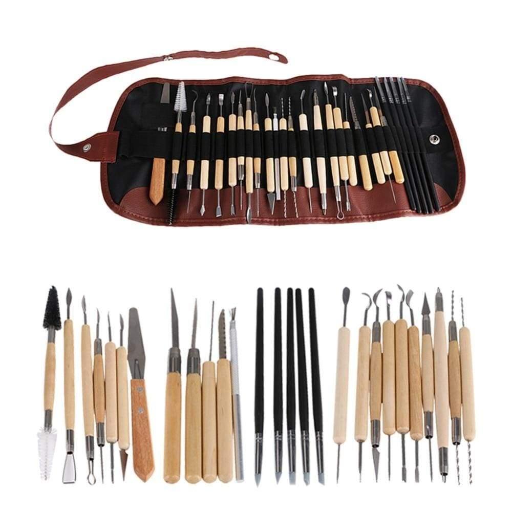 ezy2find Sculpting Tools 27Pcs Professional Clay Sculpting Tools set with bag Fimo Modeling carving Clay Tool Home Combination Wood Working Hand Tool kit