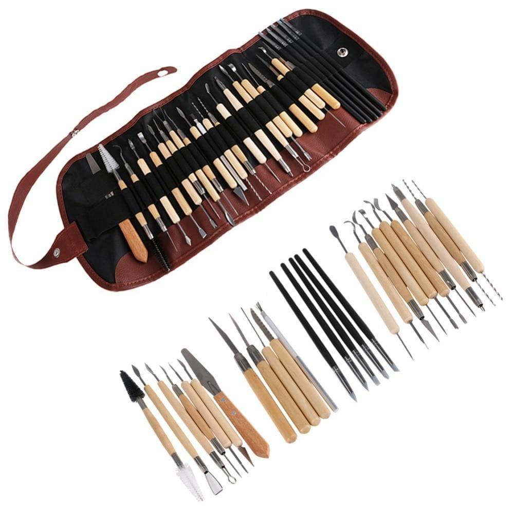 ezy2find Sculpting Tools 27Pcs Professional Clay Sculpting Tools set with bag Fimo Modeling carving Clay Tool Home Combination Wood Working Hand Tool kit