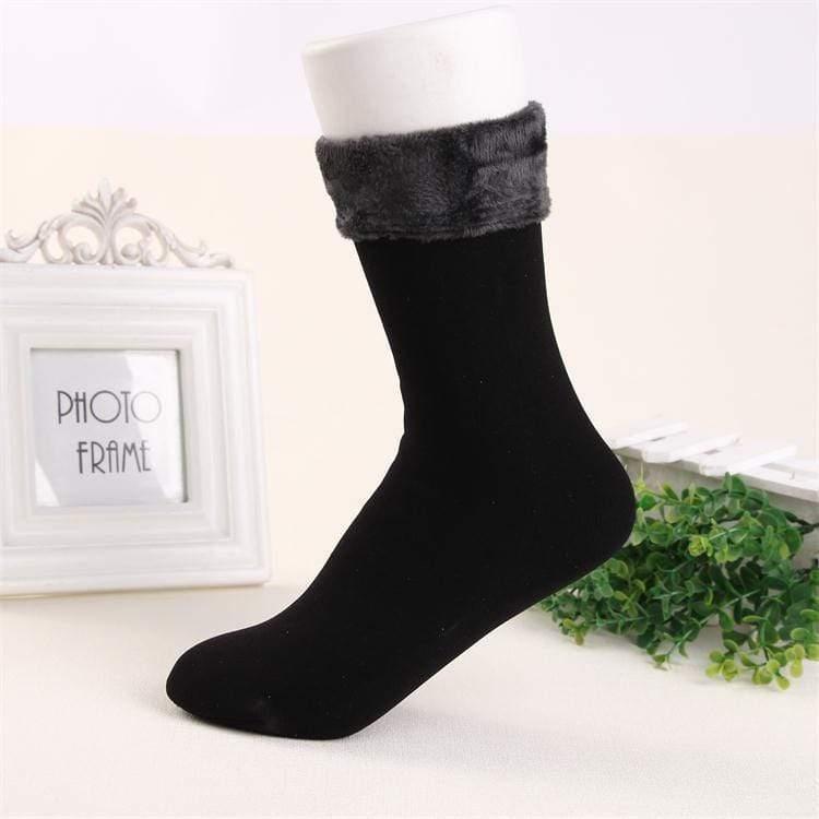 ezy2find SOCKS Black gray3PC Women's Thickened Floor Socks Fleeced Warm Nylon Socks