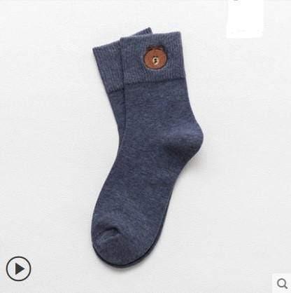 ezy2find Socks Blue / Q4 pairs College wind wild cute cotton socks