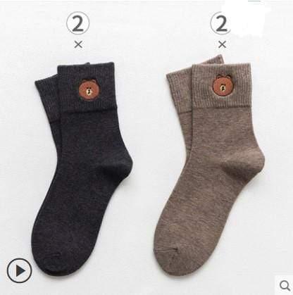 ezy2find Socks Gray and khaki / Q4 pairs College wind wild cute cotton socks