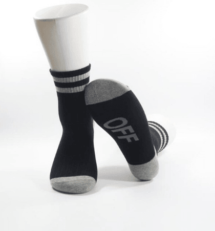 ezy2find SOCKS Gray Cotton socks striped style sports tube socks