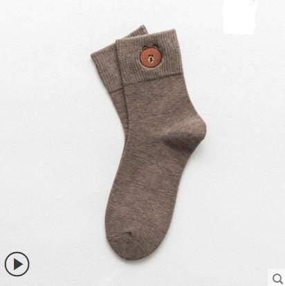 ezy2find Socks Khaki / Q4 pairs College wind wild cute cotton socks