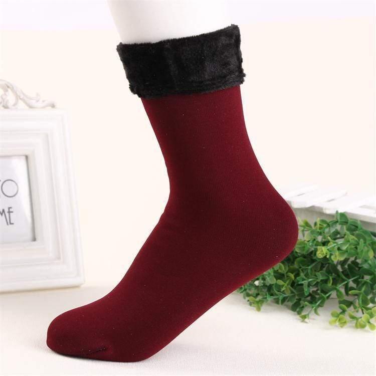 ezy2find SOCKS Red Women's Thickened Floor Socks Fleeced Warm Nylon Socks