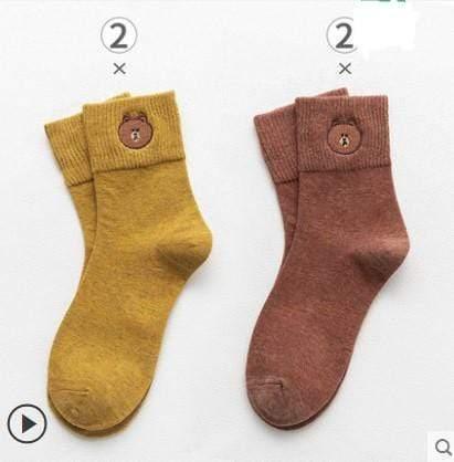 ezy2find Socks Yellow and red / Q4 pairs College wind wild cute cotton socks