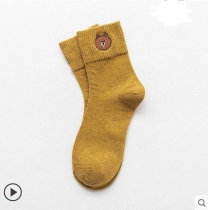 ezy2find Socks Yellow / Q4 pairs College wind wild cute cotton socks
