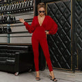 ezy2find summer jumpsuits Red / M 2021 Women Spring Summer Slim Jumpsuit Backless Solid Long Sleeve Casual Fitness Playsuit